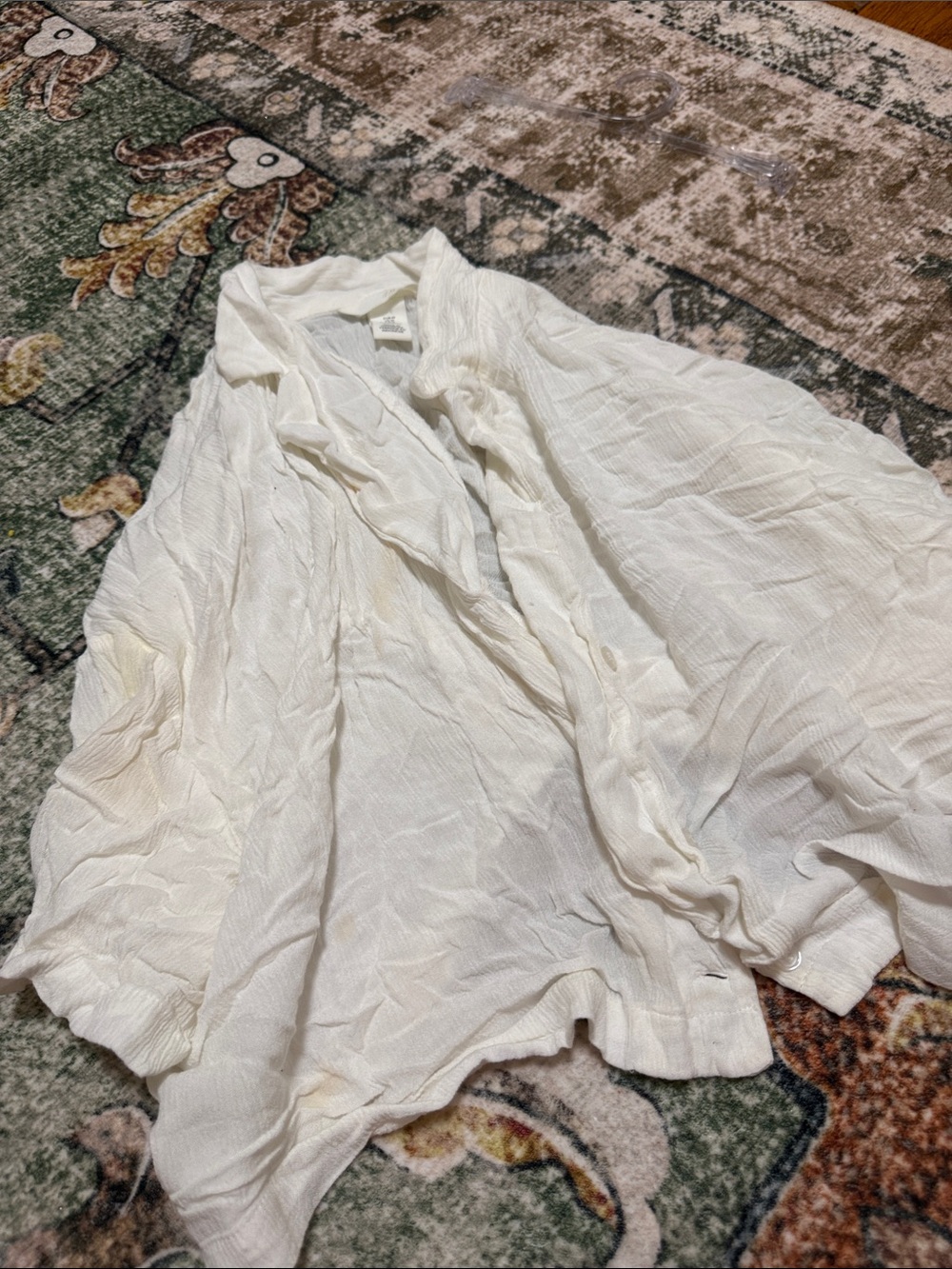 Lightweight White Crinkled Open Cardigan